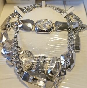 Atelier Swarovski Silver Crystal Necklace With Bracelet